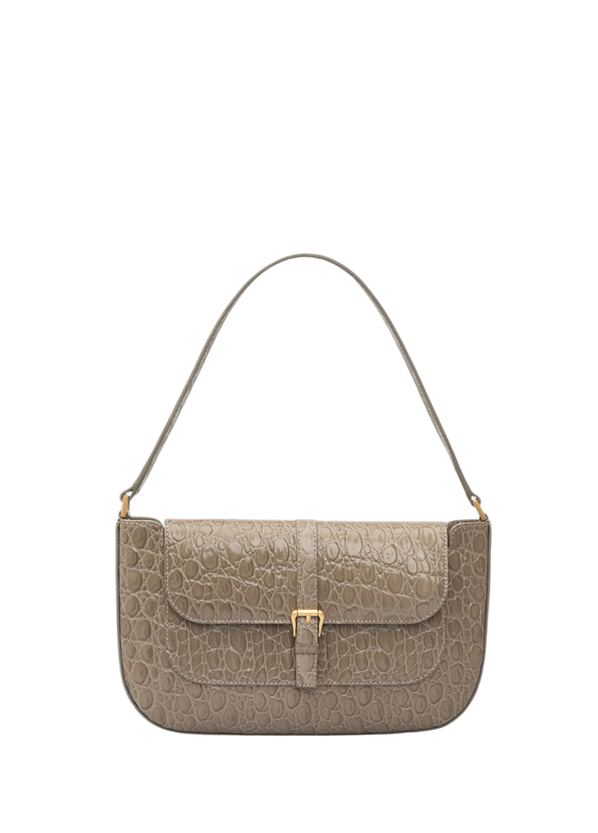 By Far Miranda Croco Embossed Leather Grey