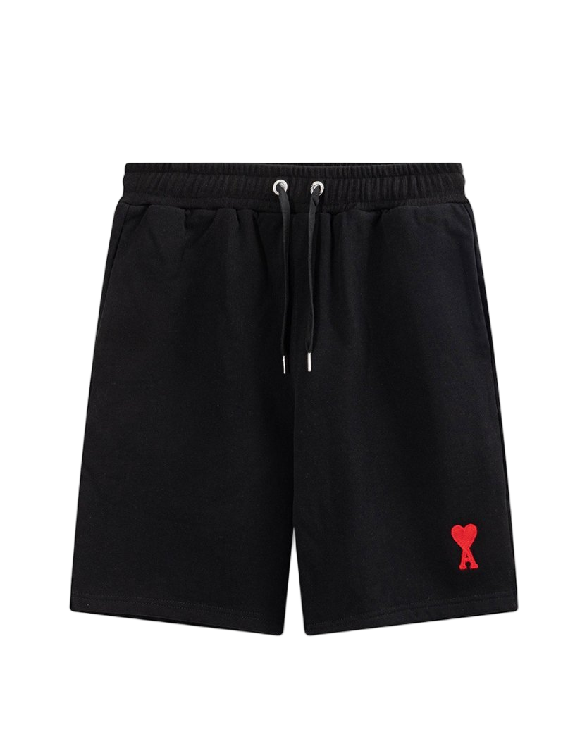 AMI Paris Cotton Shortened Shorts Black