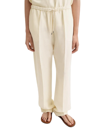 Toteme Press Creased Drawstring Trousers Vanilla