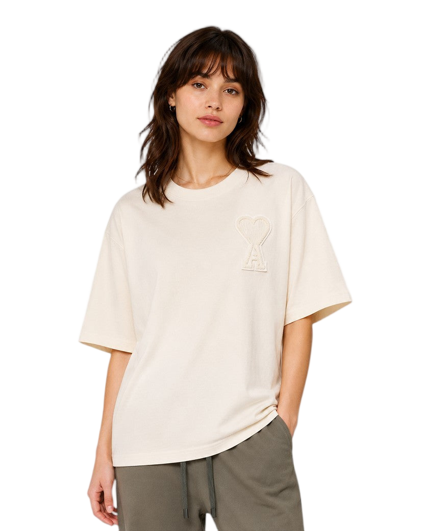 AMI Paris Exclusive Ami De Coeur T-Shirt Beige