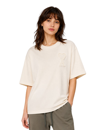 AMI Paris Exclusive Ami De Coeur T-Shirt Beige
