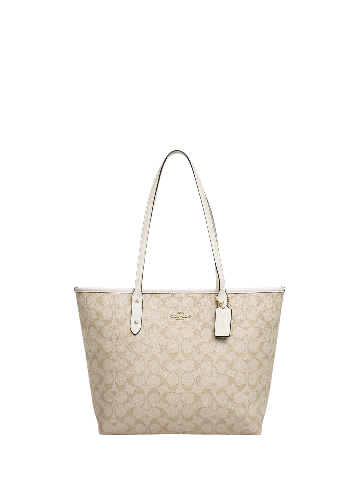 Coach City Zip Tote In Signature Canvas Chalk