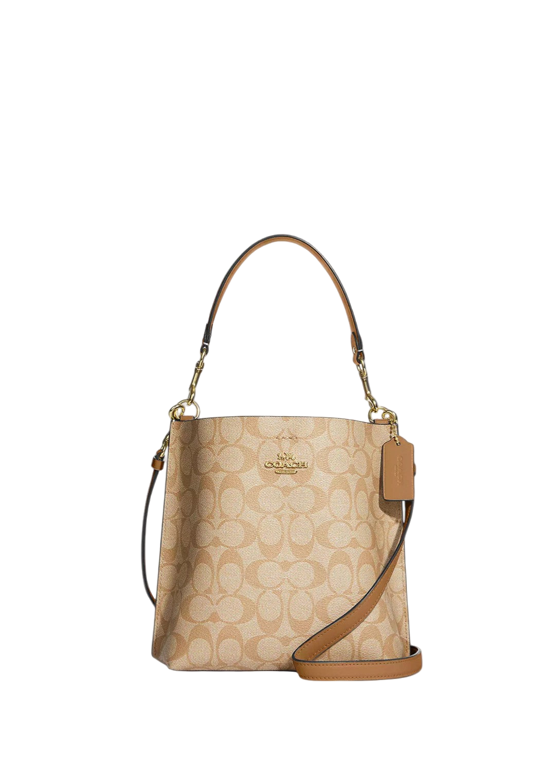 Coach Mollie Bucket Bag 22 In Signature Canvas Light Khaki/Saddle