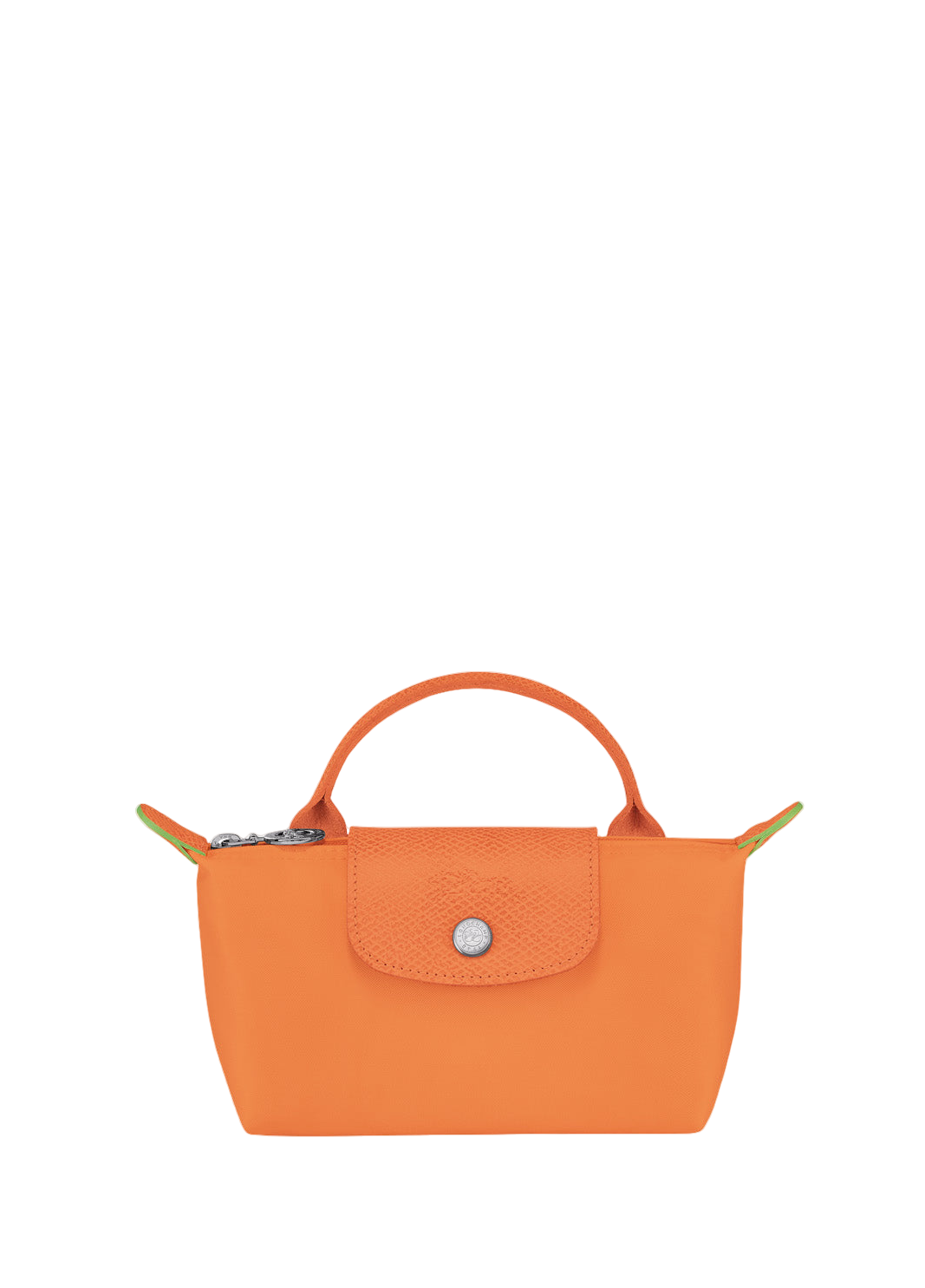 Longchamp Le Pliage Green Pouch With Handle Orange