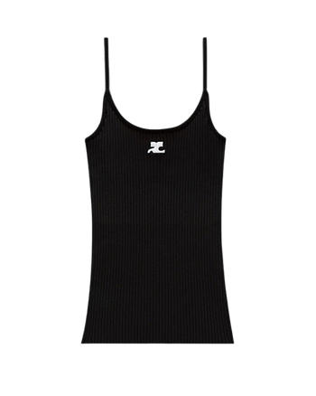 Courreges Reedition Rib Knit Tank Top Black