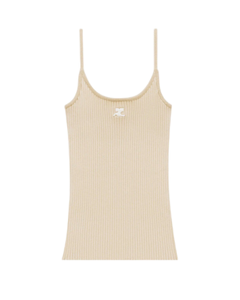 Courreges Reedition Rib Knit Tank Top Sand