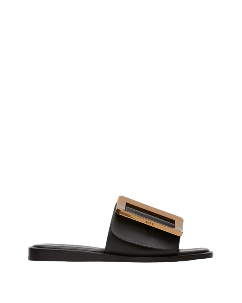 BOYY Buckle Flat Sandals Black
