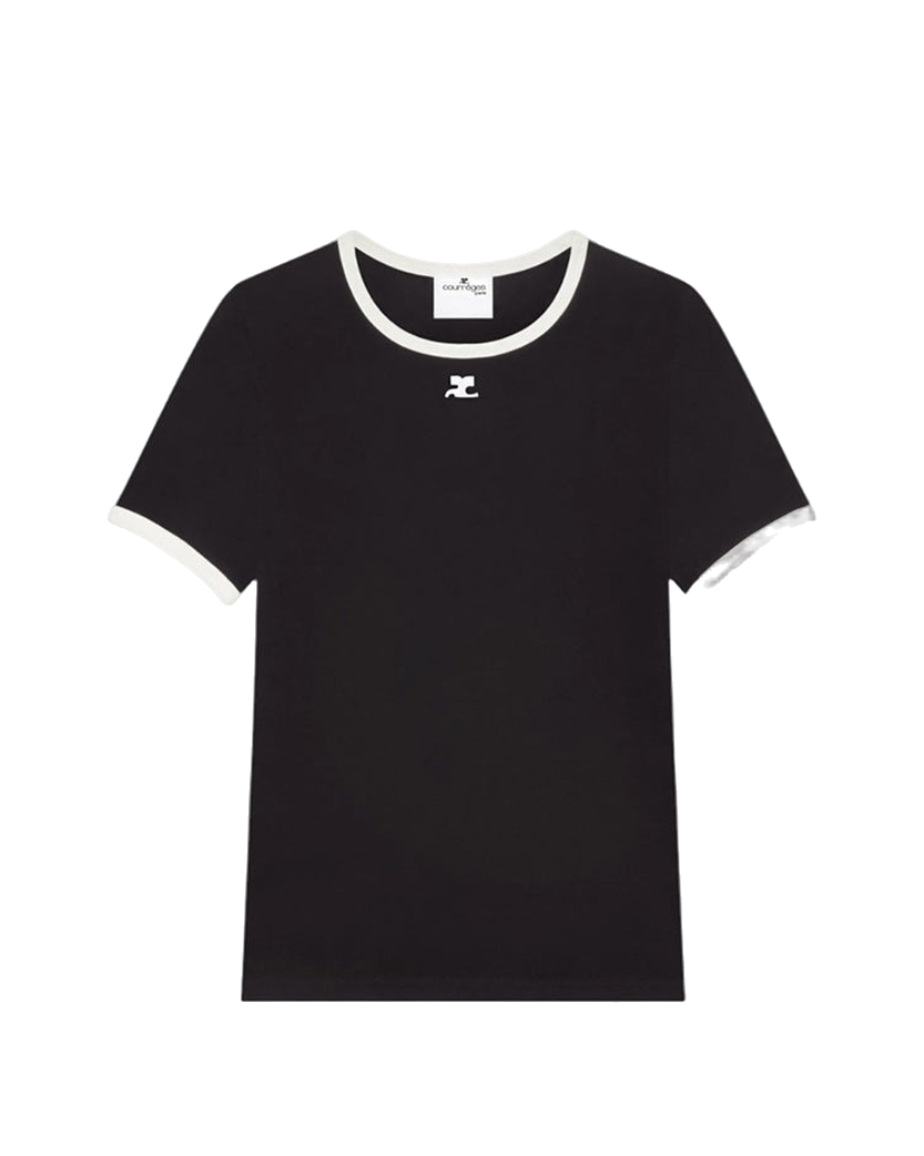 Courreges Contrast Cotton T-shirt Black