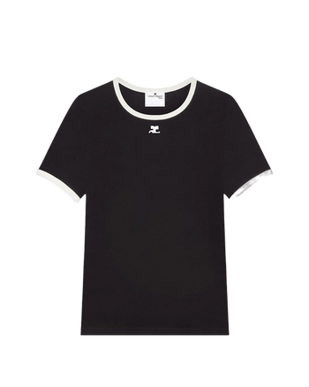 Courreges Contrast Cotton T-shirt Black