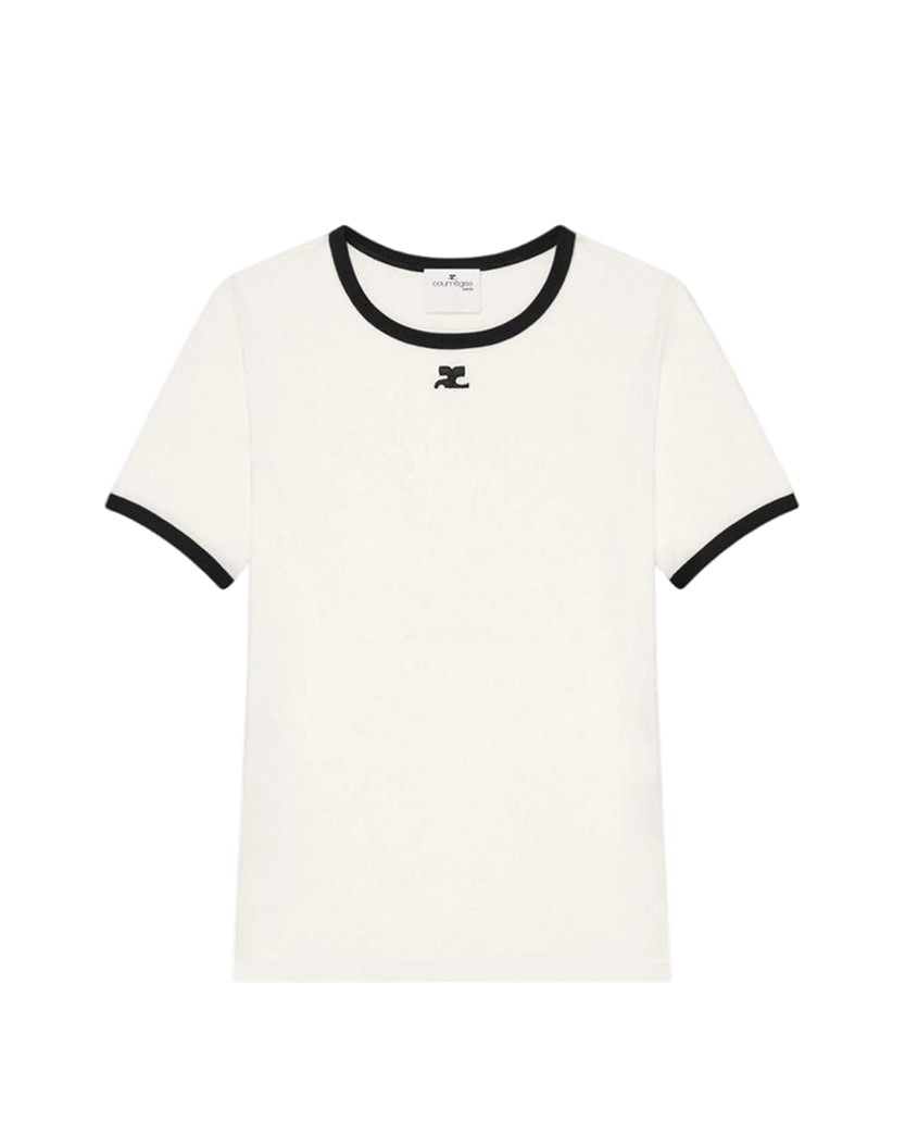 Courreges Contrast Cotton T-shirt White