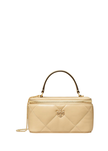 Tory Burch Kira Diamond Quilt Pave Logo Vanity Case Vanilla