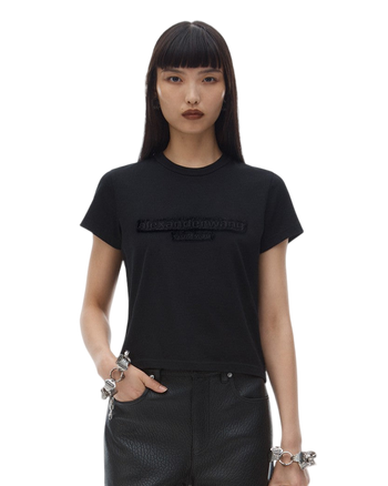Alexander Wang Distressed Logo Shrunken Tee Black