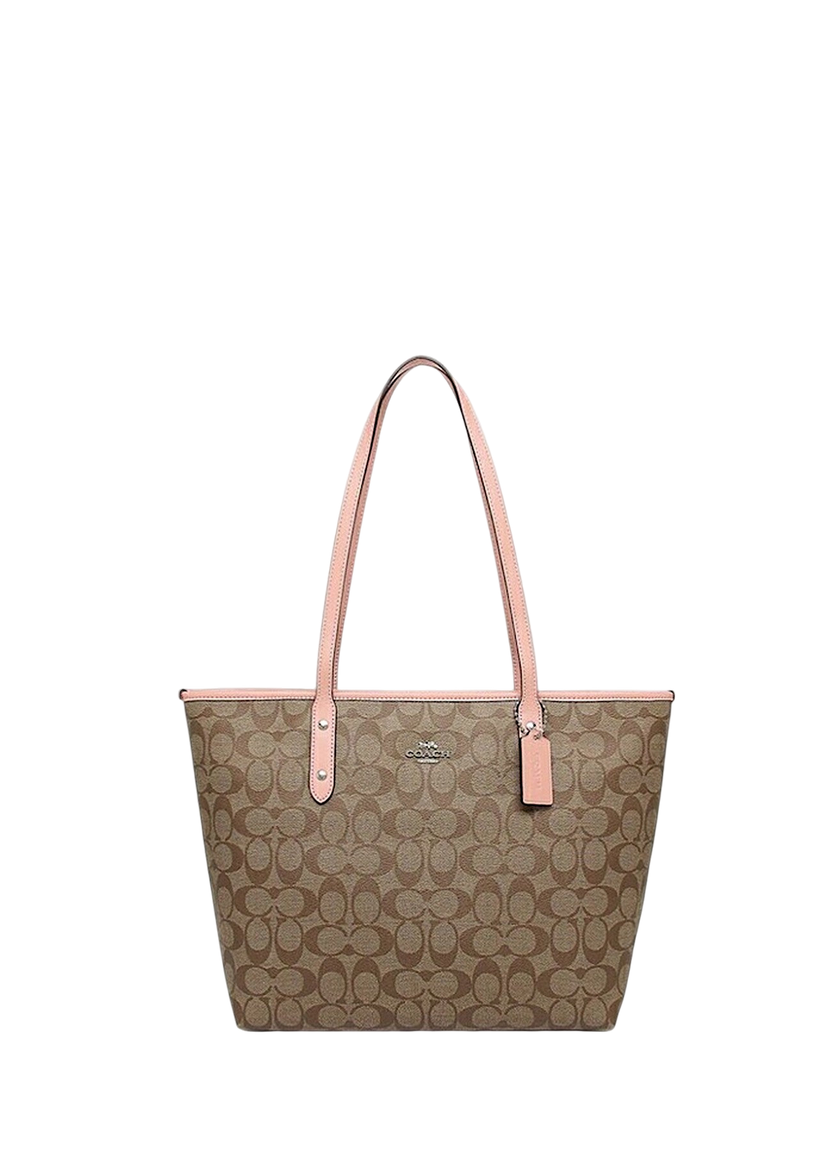 Coach City Tote In Signature Canvas Light Brown/Pink