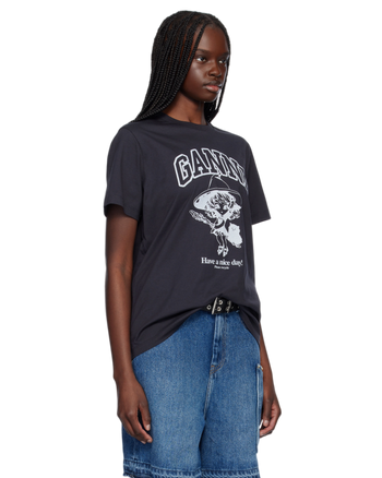 Ganni Basic Cotton Witch Relaxed T-Shirt Phantom