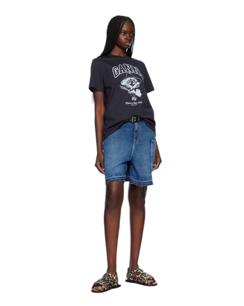 Ganni Basic Cotton Witch Relaxed T-Shirt Phantom