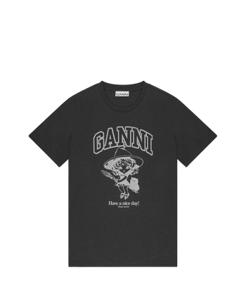 Ganni Basic Cotton Witch Relaxed T-Shirt Phantom