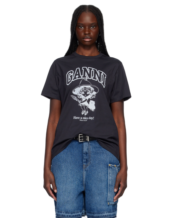 Ganni Basic Cotton Witch Relaxed T-Shirt Phantom