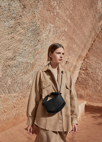 Polene Beri Textured Leather Black