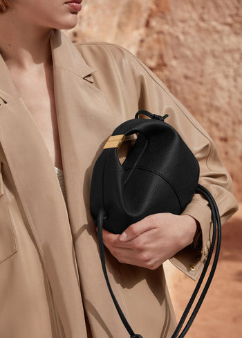 Polene Beri Textured Leather Black