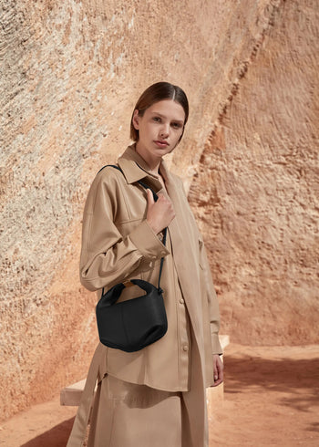 Polene Beri Textured Leather Black