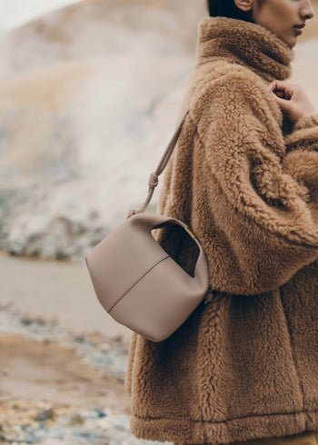 Polene Beri Textured Leather Taupe