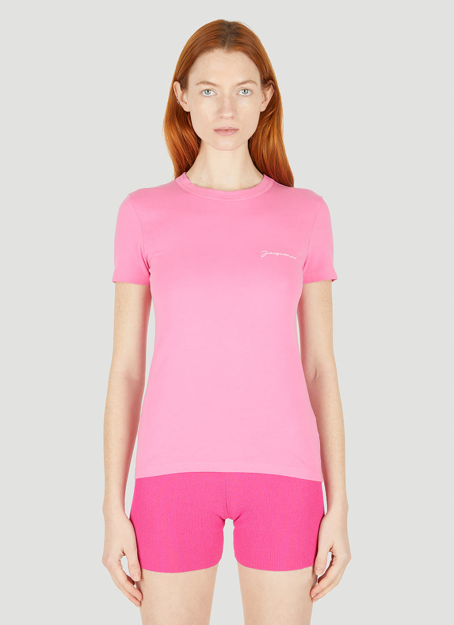 Jacquemus Logo Embroidery T-Shirt Pink