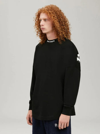 Palm Angels Logo-Print Long Sleeve T-Shirt Black