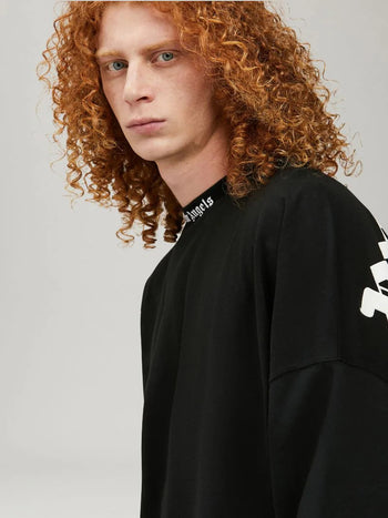 Palm Angels Logo-Print Long Sleeve T-Shirt Black