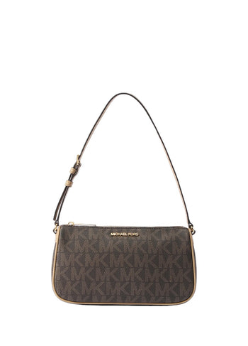 Michael Kors Signature Jet Set Medium Pouchette Bag Brown