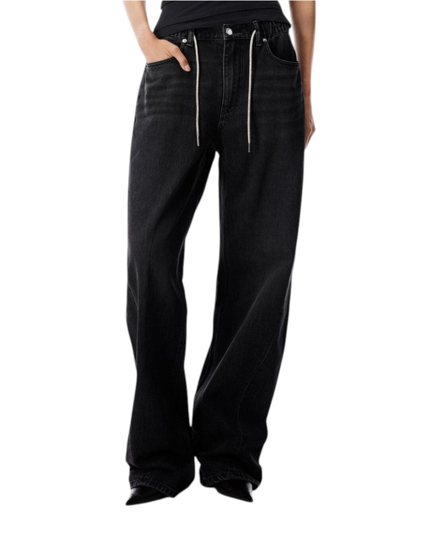 Alexander Wang Crystal Hotfix Drawcord Balloon Jogger Aged Grey