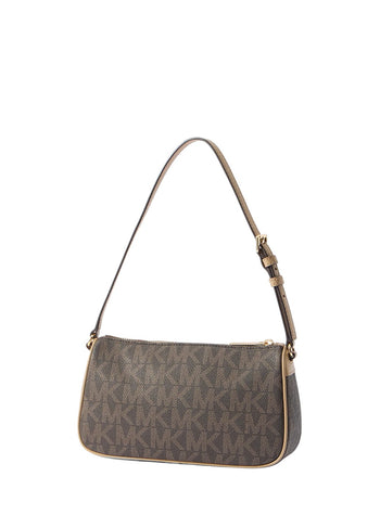 Michael Kors Signature Jet Set Medium Pouchette Bag Brown