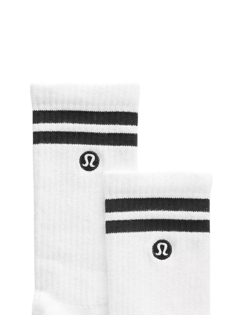 Lululemon Unisex Daily Essential Crew Socks Stripe White/Black