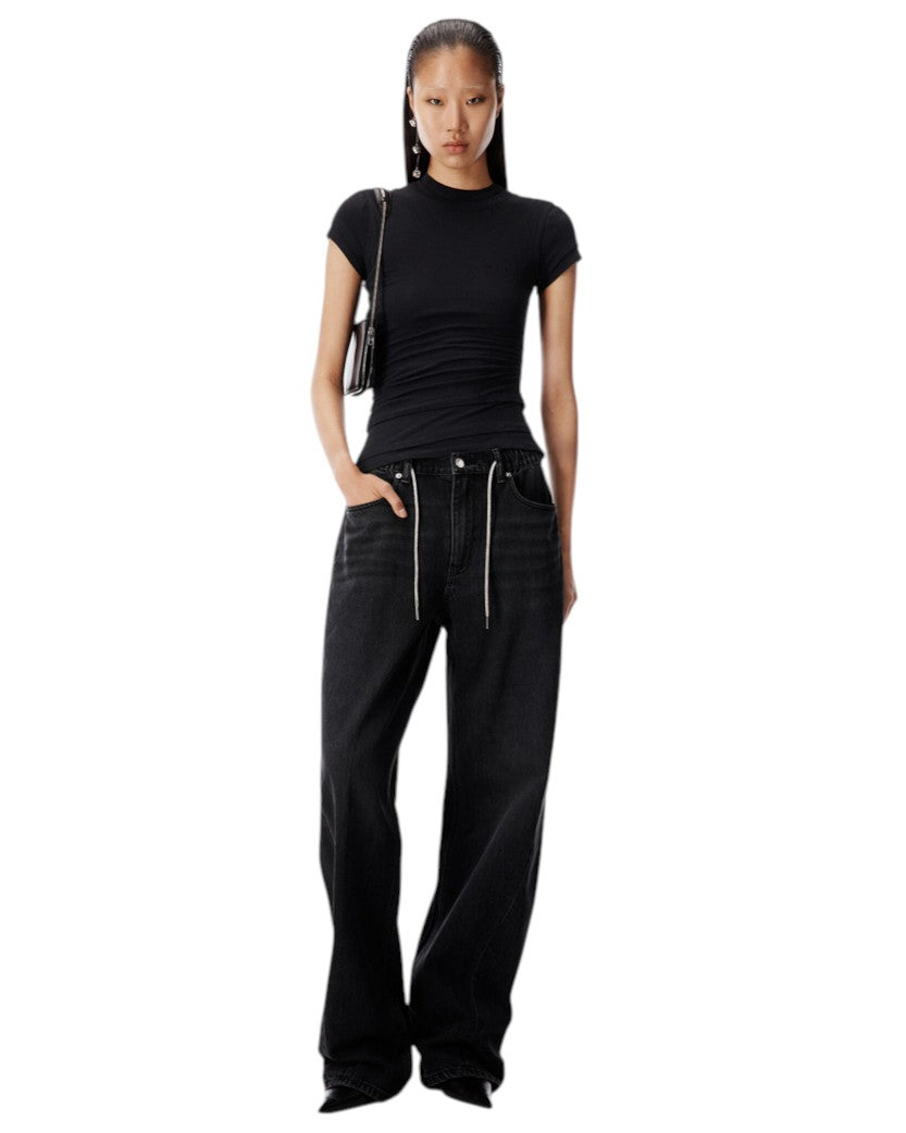 Alexander Wang Crystal Hotfix Drawcord Balloon Jogger Aged Grey