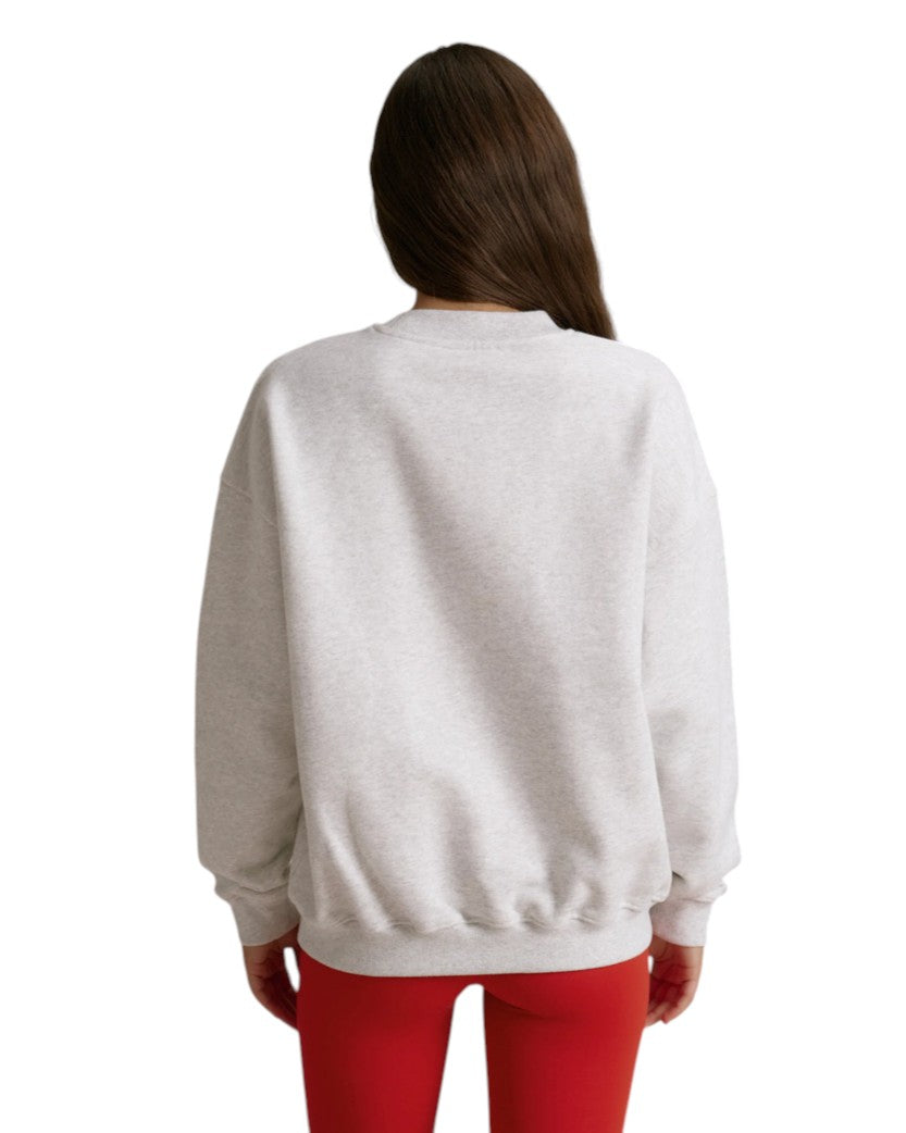 Adanola AS Oversized Sweatshirt Light Grey Melange/Apple Red