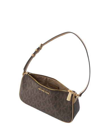 Michael Kors Signature Jet Set Medium Pouchette Bag Brown