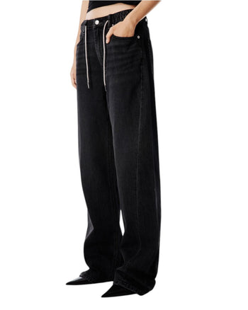 Alexander Wang Crystal Hotfix Drawcord Balloon Jogger Aged Grey