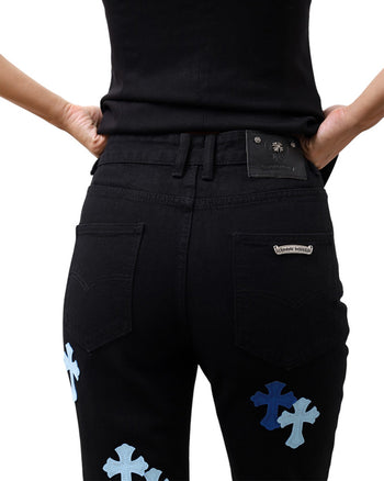 Chrome Hearts Jeans with Blue Cross Black CH125-BK