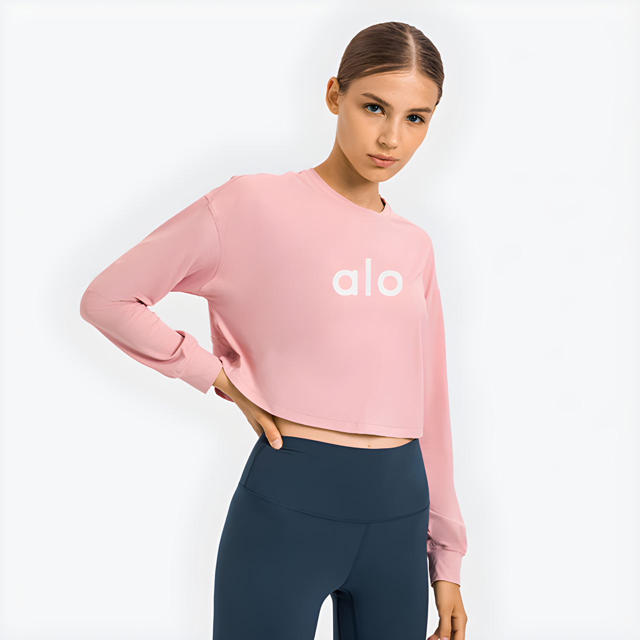 Alo Yoga Running Training Long Sleeve Sports Top Pink DS124-PK