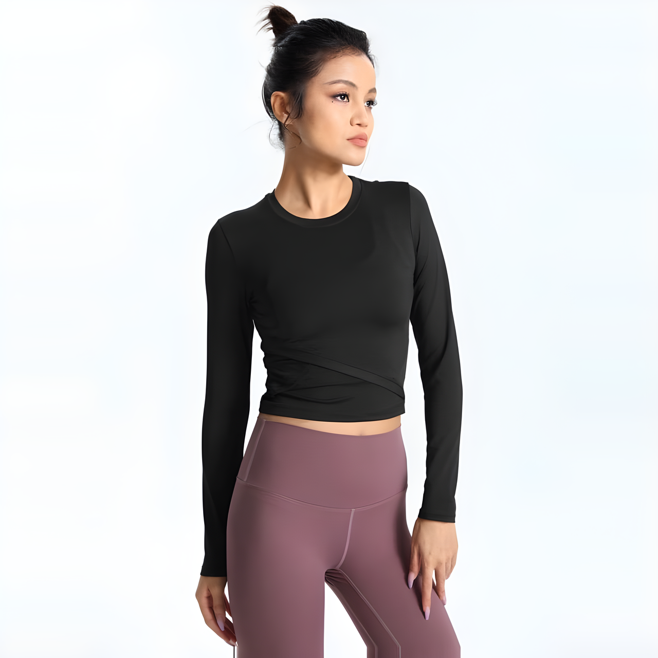 Alo Yoga Fitness Running Long Sleeve Sports Top Black