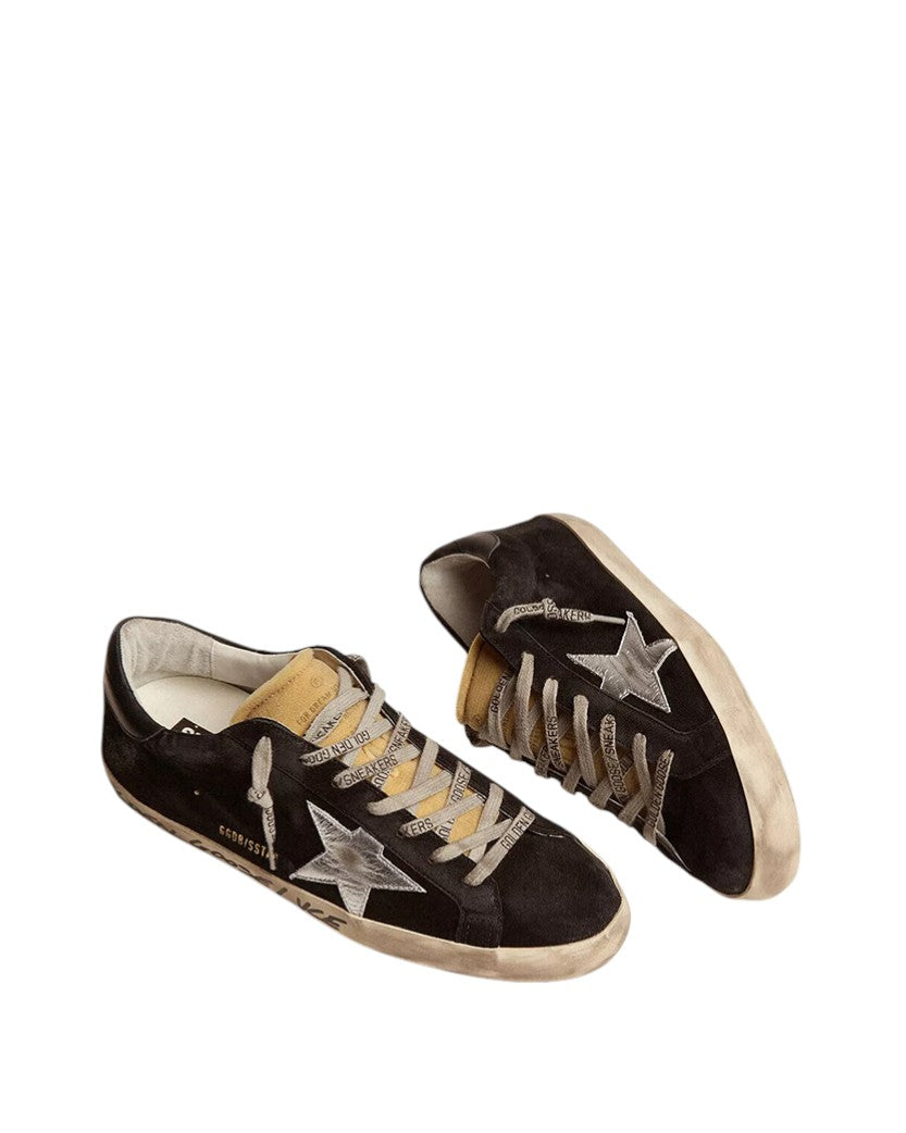 Golden Goose Super-Star in Black Suede with Silver Star