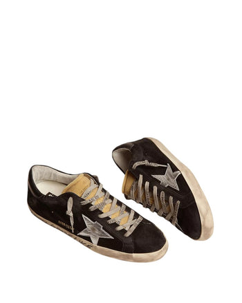 Golden Goose Super-Star in Black Suede with Silver Star