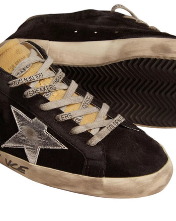 Golden Goose Super-Star in Black Suede with Silver Star
