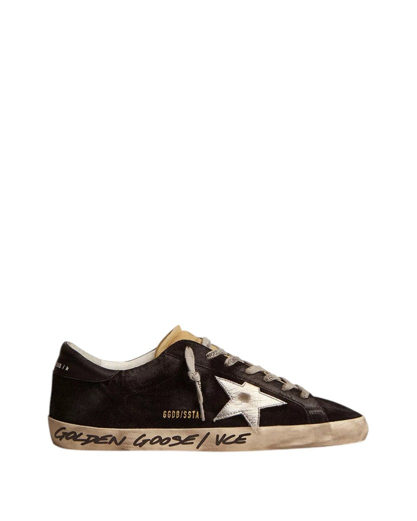 Golden Goose Super-Star in Black Suede with Silver Star