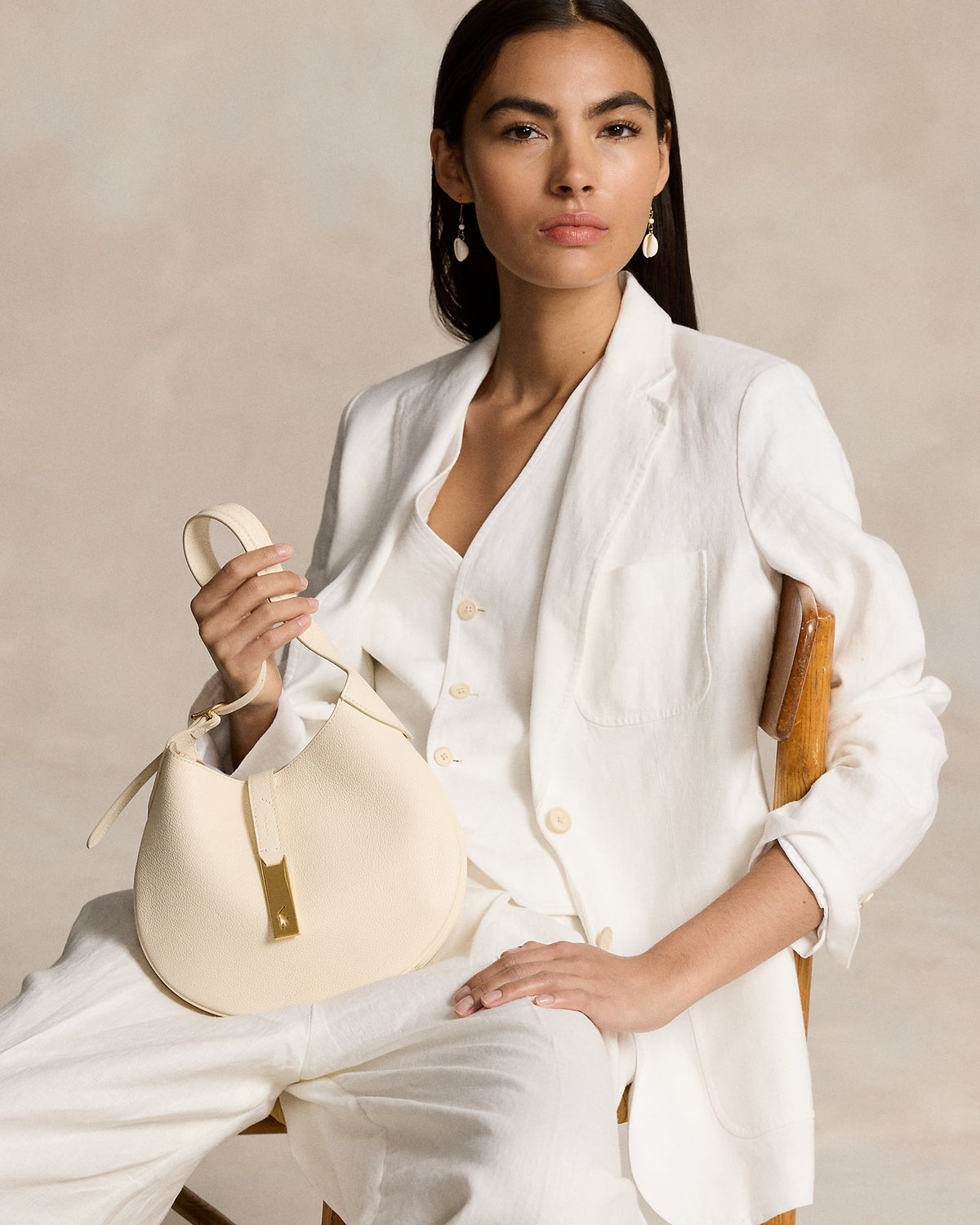 Polo Ralph Lauren Polo ID Small Shoulder Bag Ivory