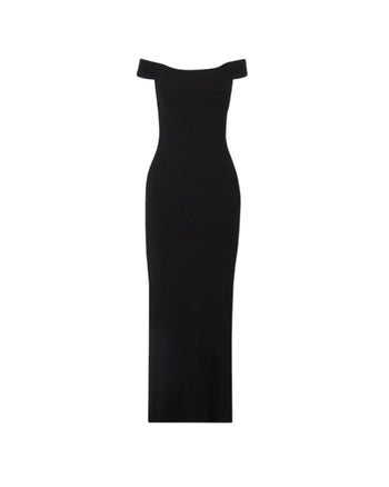 Skims Soft Lounge Off The Shoulder Ribbed Dress Onyx