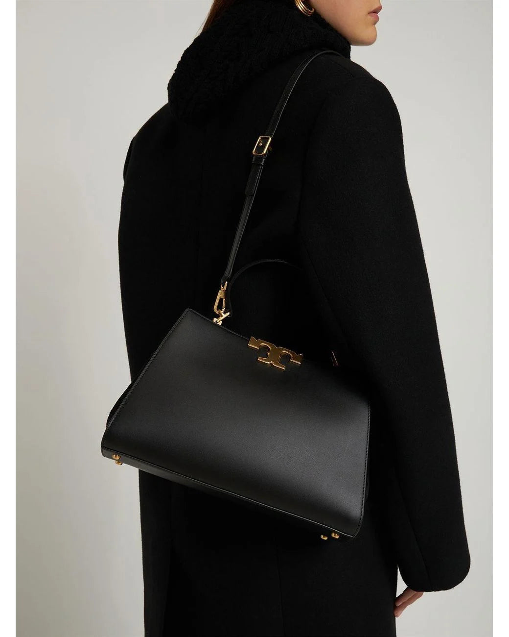 Tory Burch Eleanor Satchel Leather Tote Bag Black