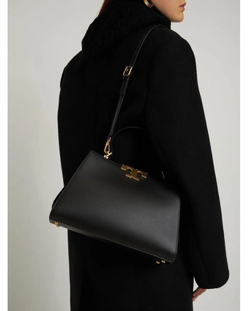 Tory Burch Eleanor Satchel Leather Tote Bag Black