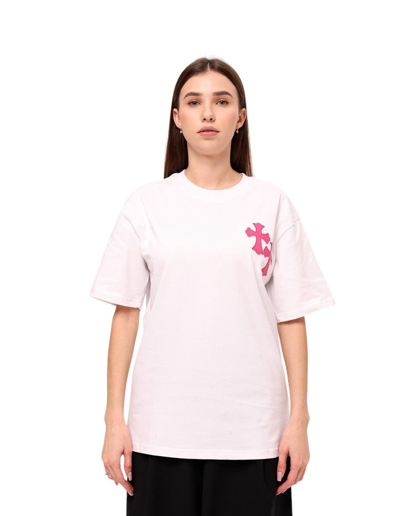 Chrome Hearts T-Shirt White With Pink Logo CH109-WT