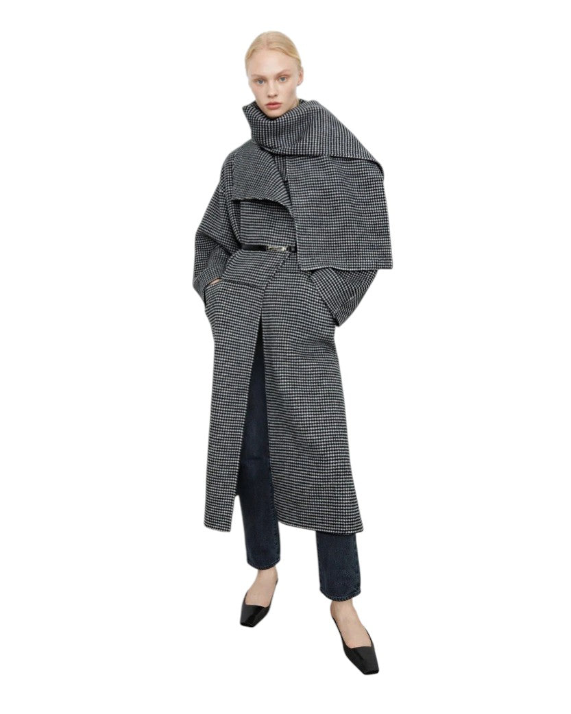 Toteme Annecy Coat Shawl-Lapel Wool-Blend Houndstooth