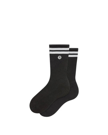 Lululemon Unisex Daily Essential Crew Socks Stripe Black/White